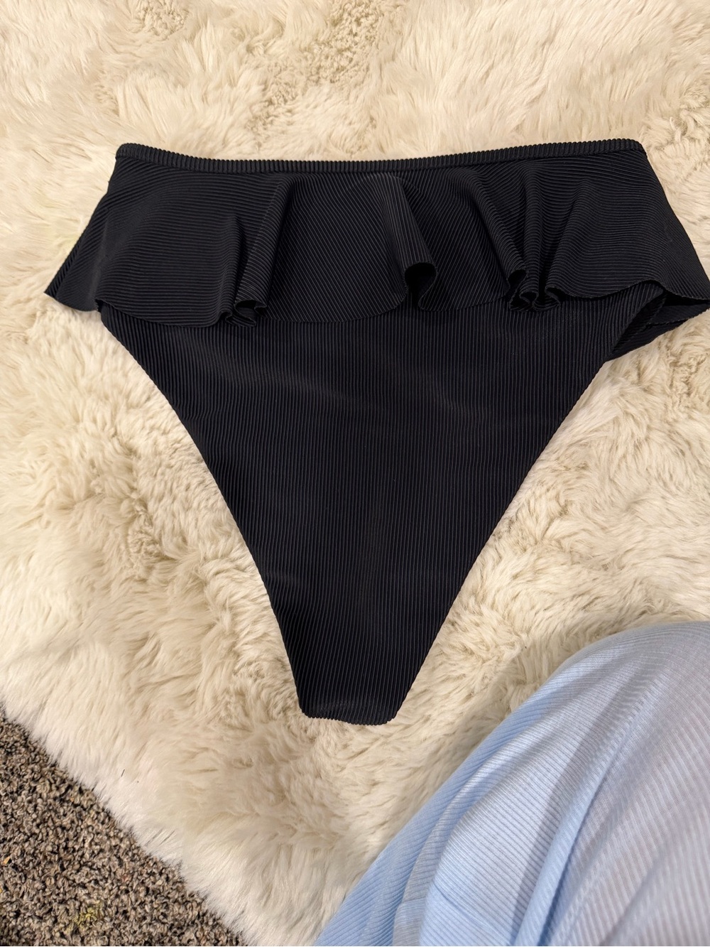 Beach Riot Black Ruffle High-Cut Bikini Bottom - Picture 3 of 4